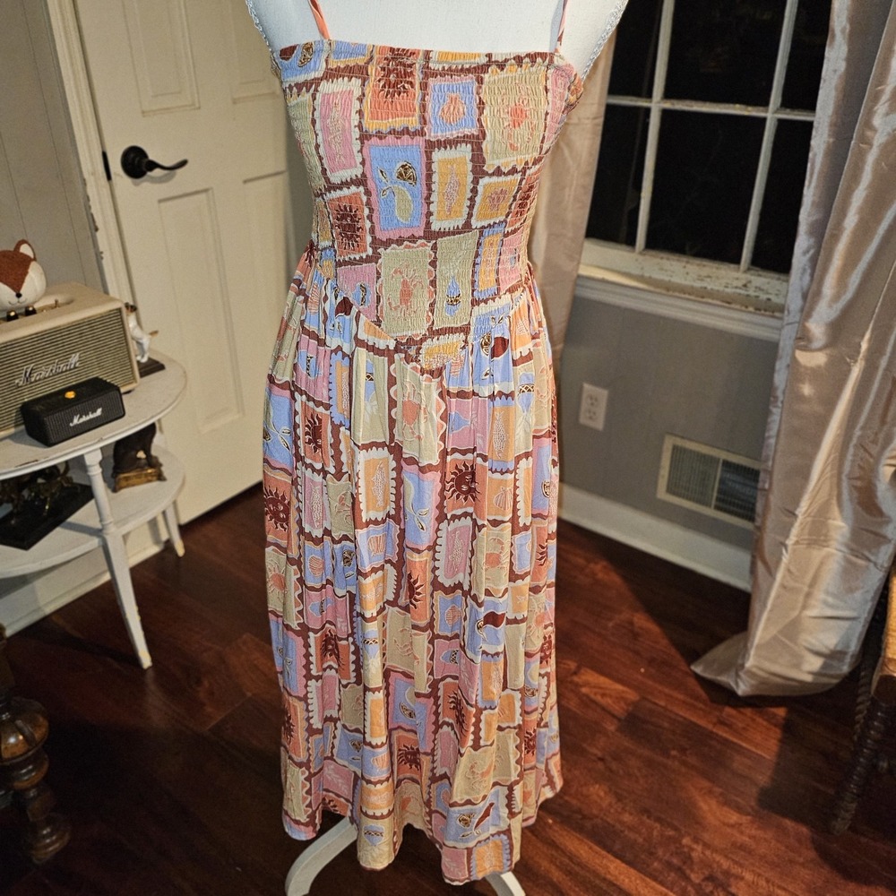 Women's Maxi S Dress Patrons Of Peace Smocked Cottage Festival Boho Beach